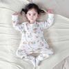 Autumn Pure Cotton Tagless Newborn Bodysuit with Double Layer Belly Protection and Long Sleeves - Baby Pajamas & Home Wear.