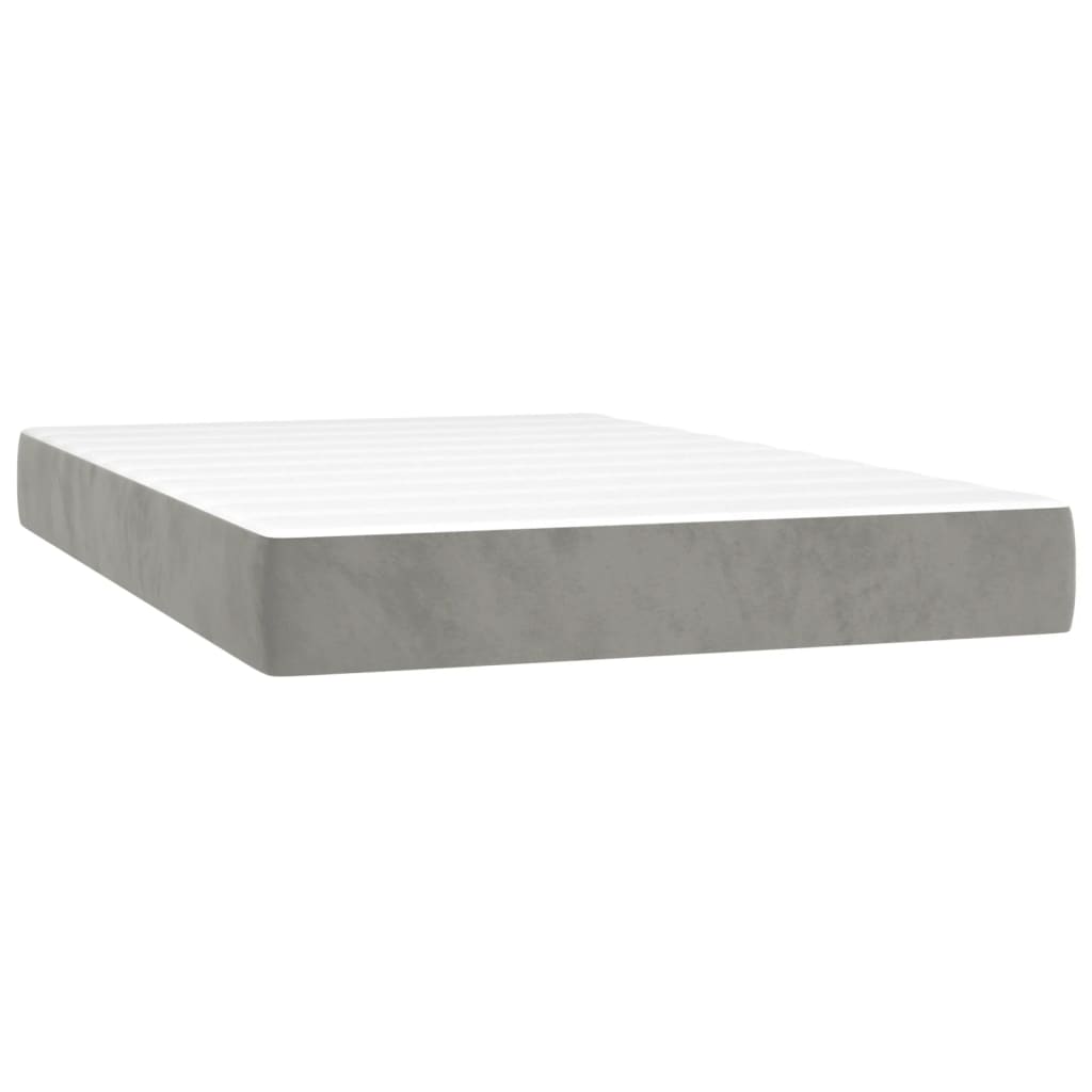 Vidaxl Letto Continentale Con Materasso, Grigio Chiaro, 120X200Cm, Velluto