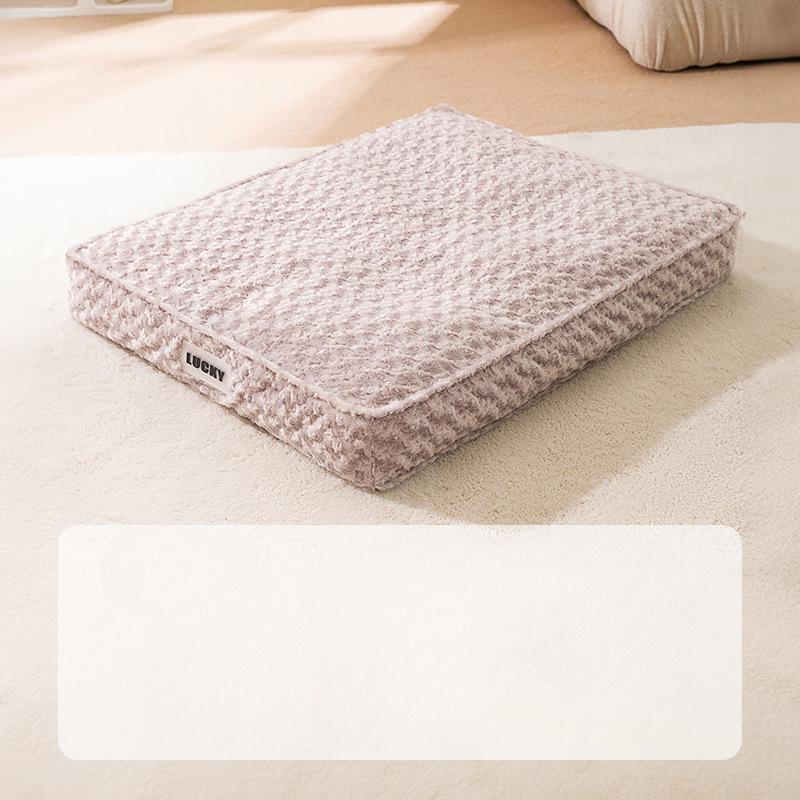 

Мягкий и пушистый коврик для собачьей будки на осень и зиму, защита от холода, утолщенный теплый розовый бархатный коврик для собачьей будки M：55*40*7cm