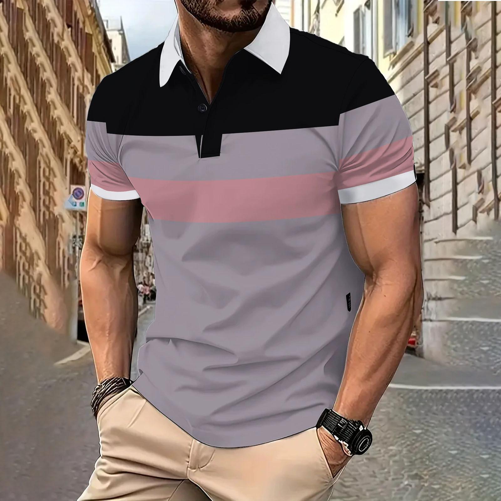 

Чоловіча сорочка для гольфу, повсякденна, спортивна, з V-подібним вирізом, ребристим коміром, короткими рукавами, модна повсякденна одноколірна однотонна весна та літо, звичайного крою XL