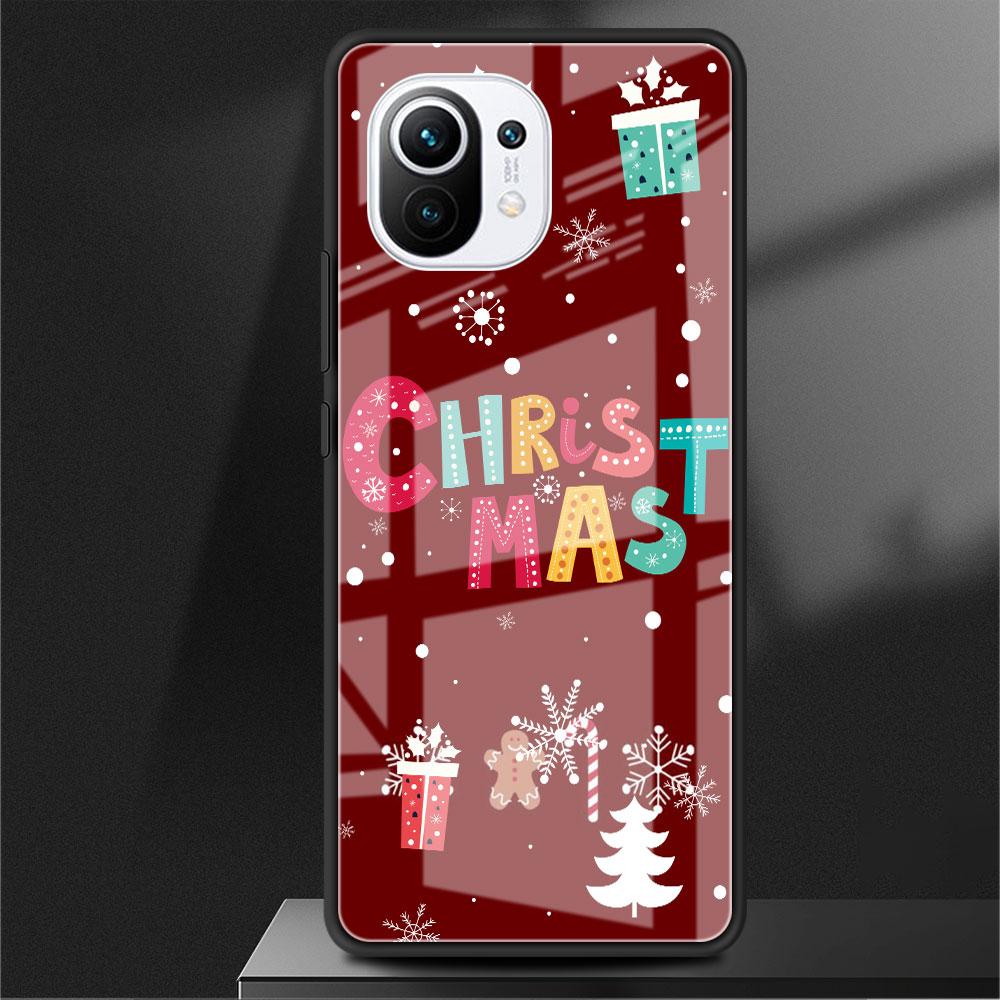 

Стеклянный чехол для Xiaomi Poco X3 NFC 11 Lite 11T F3 M3 для Redmi Note 11 10 9 8 Pro 10S 9S, чехол для телефона, рождественский красный нос, милый лось Redmi Note 9S