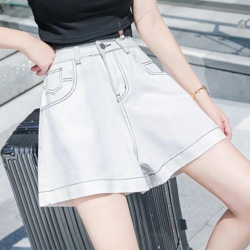 

Зеленые шорты Feminina Летние повседневные свободные винтажные шорты женские уличные шорты с высокой талией и широкими штанинами 26 белый