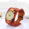 Men's Retro Quartz Watch with Wide Genuine Leather Band