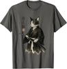 Japanese Samurai Cat -Vintage Neko Warrior Bushido Art Style T-Shirt