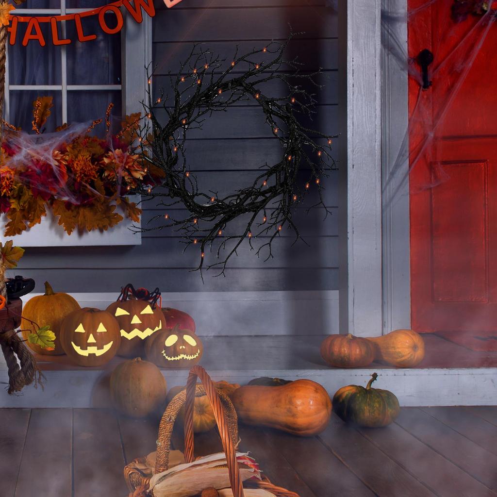 Halloween Front Door Wreath 17 Inch Scary Halloween Decoration Dead Branch