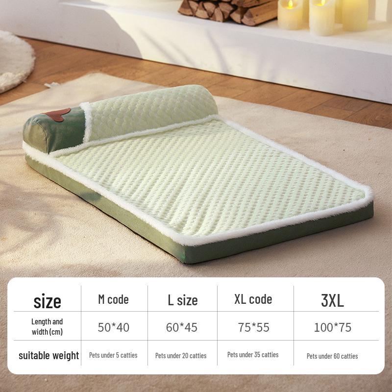 Four Seasons Thickened Dog Cushion: Warm, Removable, Washable Pet Nest & Sleeping Mat for Large Dogs.