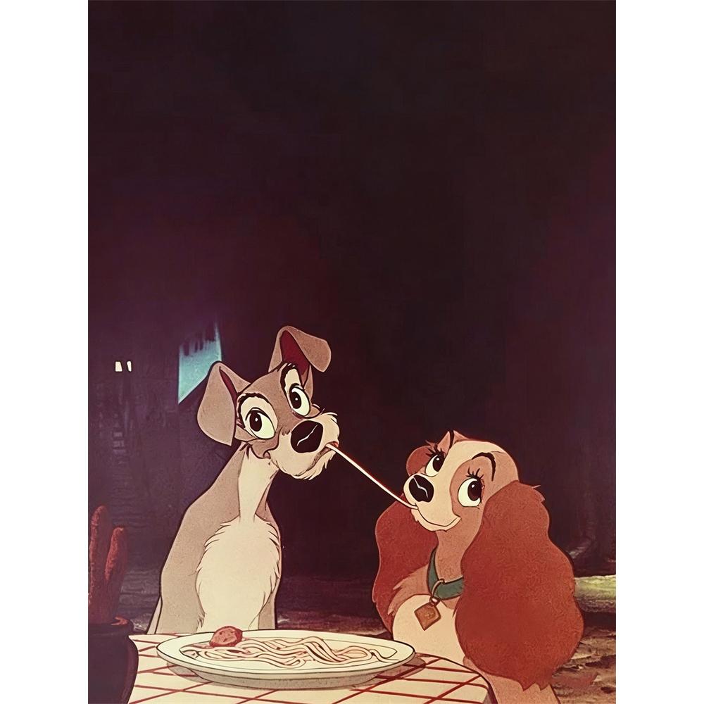 

Disney Diamond Painting 5D Lady and The Tramp Pasta Scene Illustration Cartoon Movie Cross Stitch Embroidery Handmade Gift Home Decoration Round 40x50cm