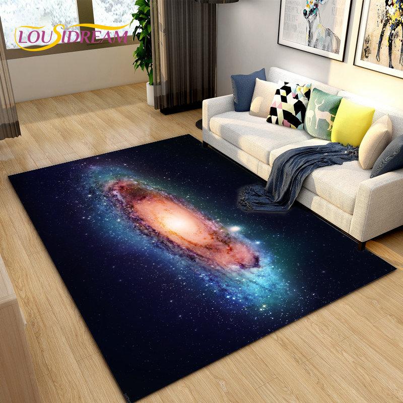 Tappeto Area Stelle Spazio Universo Galassia, Tappeto per Soggiorno Decorazione Camera dei Bambini, Tappetino Antiscivolo per Gioco e Gattonamento Bambini