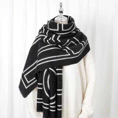 2024 Autumn/Winter New Printed Cashmere Like Long Scarf Shawl Women'S Warm Scarf Shawl Thickened With Velvet