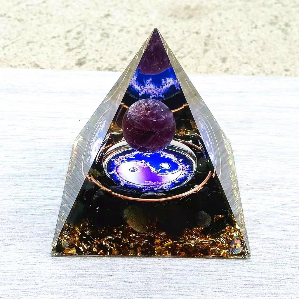 Crystal Stone Pyramid Resin Decor: Home, Office, Car Ornaments