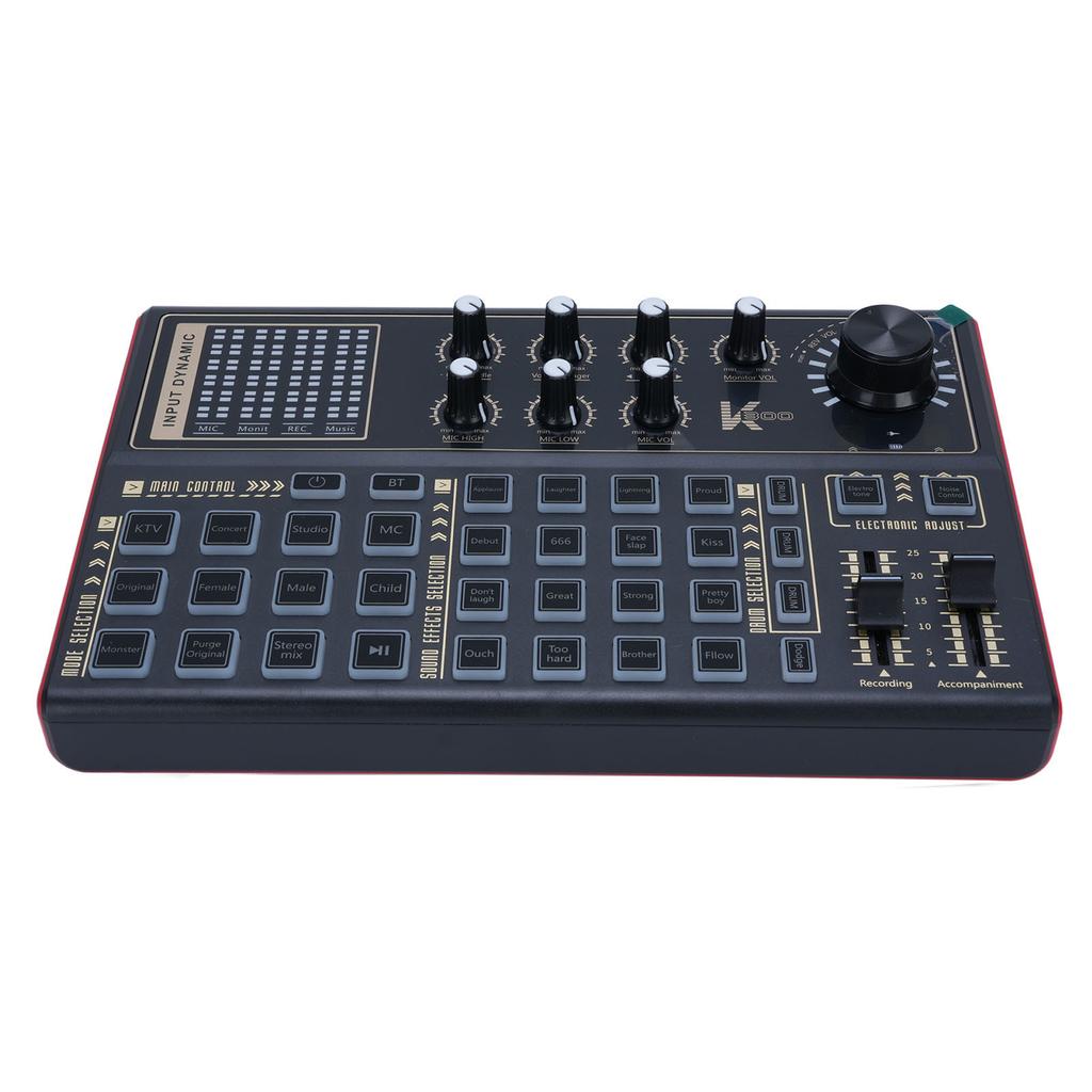 Computer Live Sound Card Multi DJ Mixer Effects Voice Changers LED Lights Sound Board for PC Game