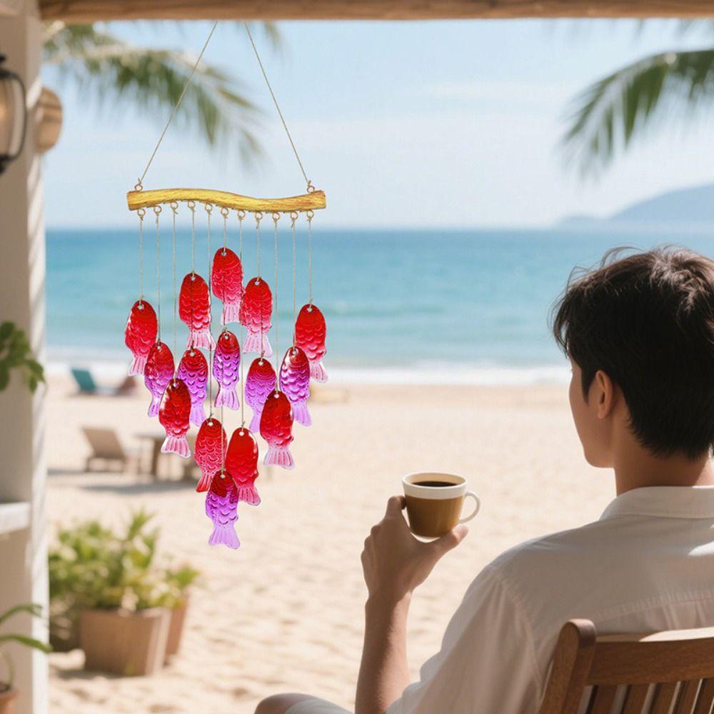 Creative Fish Shaped Wind Chime Shell Light Collection Pendant  Beach Parties