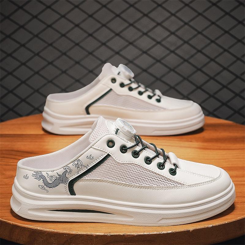 Summer Breathable Mesh Shoes Men Slip On Casual Shoes 2025 New White Shoes Trendy Versatile Thick Soled Sports and Leisure