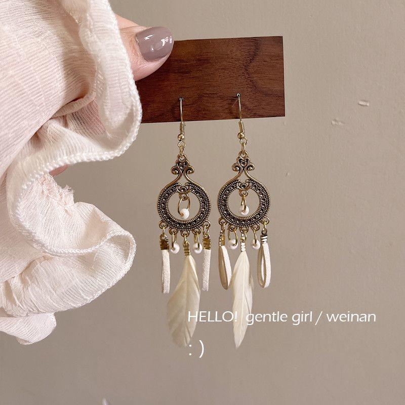 Retro Miao Silver Tassel Earrings: Ethnic Yunnan Long Dangle Women's Jewelry