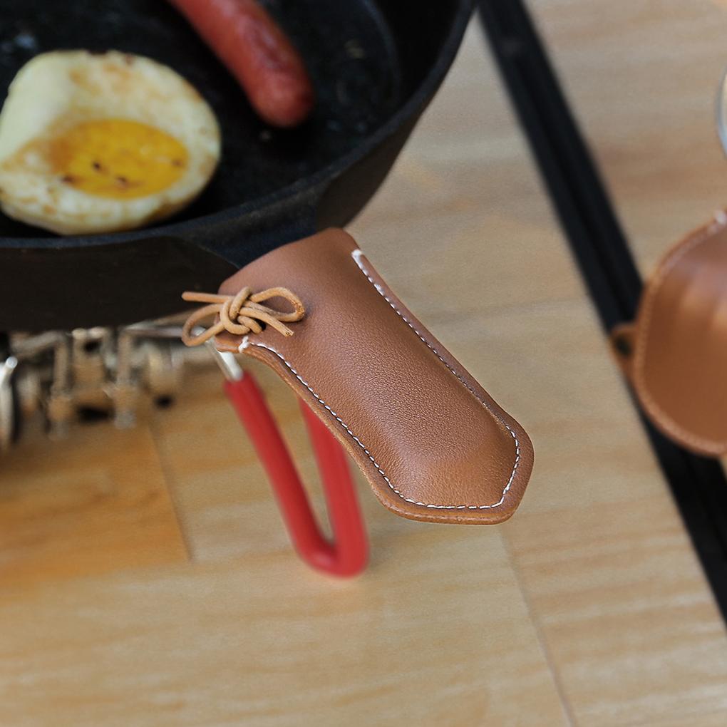 Pots Handle Holder Leather Insulated Hot Potholder Protector Sleeve Reusable Grip Cover Cookware Parts Home Picnic