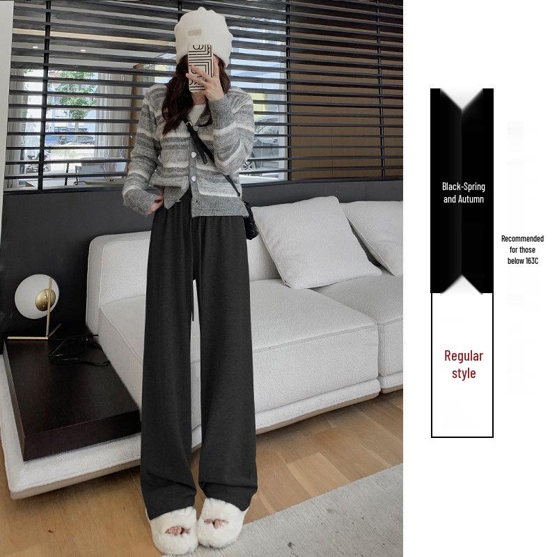 

Women s Fleece-Lined Wide-Leg Pants: Autumn/Winter 2024 Straight-Leg Casual Soft Loose Mochi Pants M (96-105 lbs)