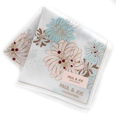 PAUL JOE ACCESSOIRES Handkerchief and Blue Cotton Floral Print Large Size & Women's (Ivory / 100% / Approx. 50cm) (107020-9202-20)