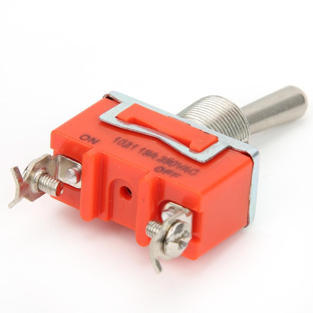 10PCS Terminal Switch E-TEN1021 Mini Toggle Switch 2 Position 2 Pin 12mm Rocker Switch Orange SPST ON-Off Toggle Industrial