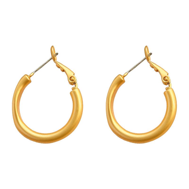 925 Sterling Silver Gold Matte Circle Hoop Earrings for Women - Minimalist Round Metal Design