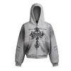 Distressed Cross Hoodie 2026 Heavyweight American Streetwear Fall Winter Oversized Sweatshirt