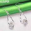 925 Sterling Silver Twisted Teardrop Braided Ball Earrings - Stylish Evening Jewelry