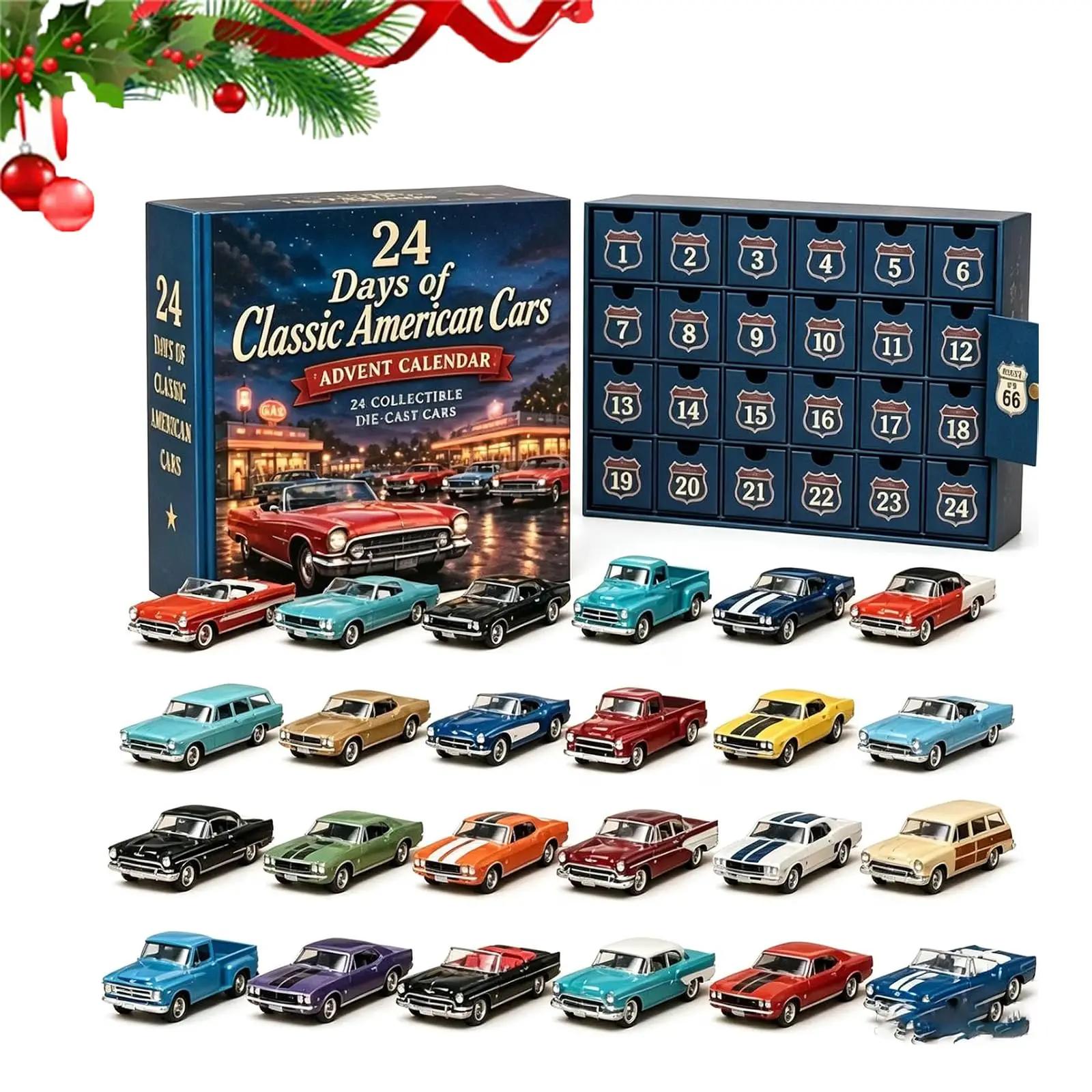 24-Dagen Mini Kerststeen Ornament Adventskalender, Unieke Ontwerpen, Bouwbare Stenen, Ophanglussen Meegeleverd, Feestdagen Countdown black