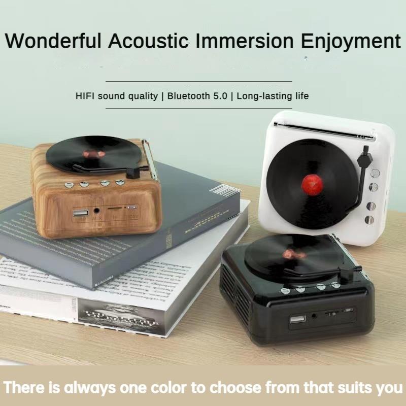 Vintage Vinyl Record Machine HIFI Sound Effects Super Standby Radio Portable Large Battery Bluetooth Speaker New 112.4*105*57mm