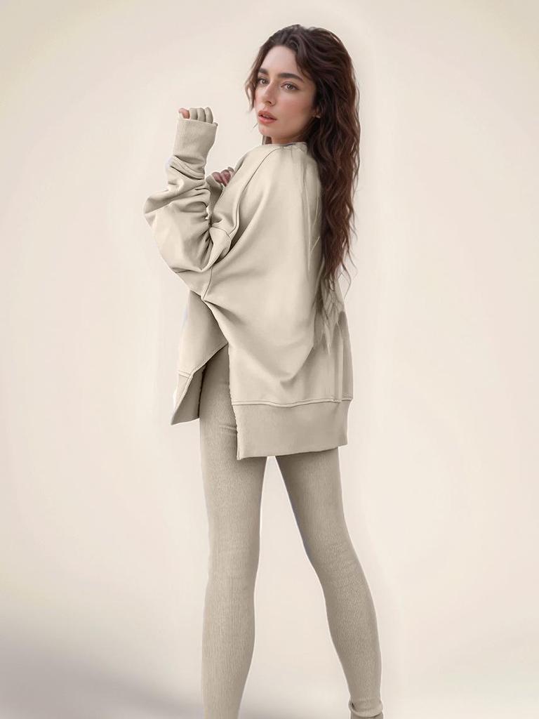Women's European & American Casual Loose Sweatshirt and Skinny Pants Set - 2025 Autumn/Winter Collection