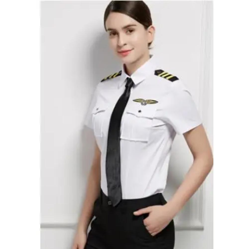 Nieuwe Collectie Vliegtuig Kapitein Uniform Luchtpiloot Kracht Vliegpak KTV Halloween Cosplay Verkleed Zomer Man Vrouw Shirt Jurk