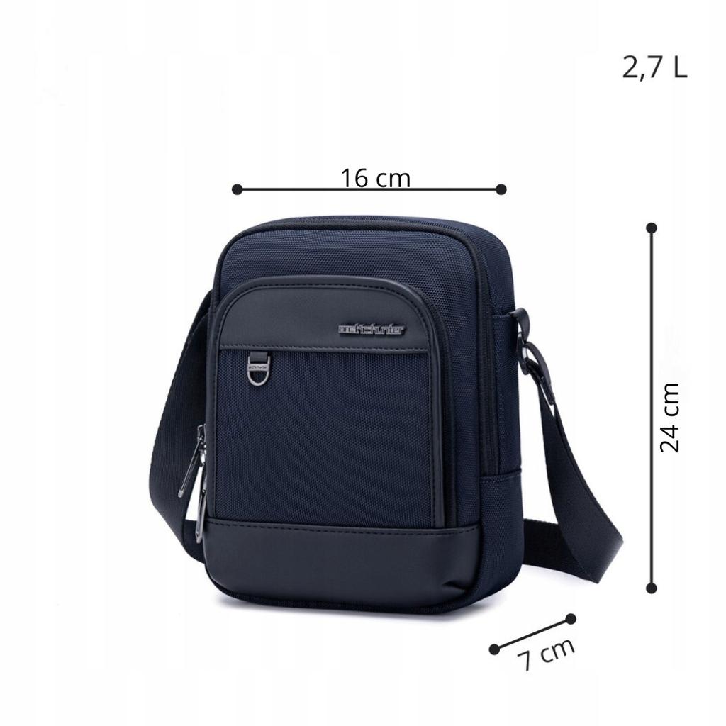 Saszetka męska granatowa wodoodporna torba na ramię miejska biznesowa elegancka funkcjonalna 2,7 l arctic hunter k00689blue