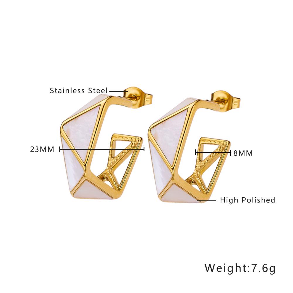 Elegant French Retro Geometric Titanium Steel Earrings for Women