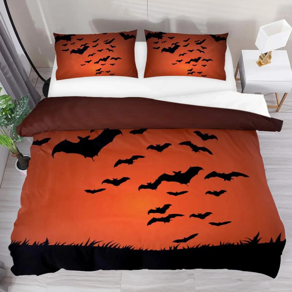 Bettdecke Halloween Fliegender Vampir Bettwäsche-Set Fledermäuse Hexerei Magie Bettdecke Einzel Doppel King Polyester