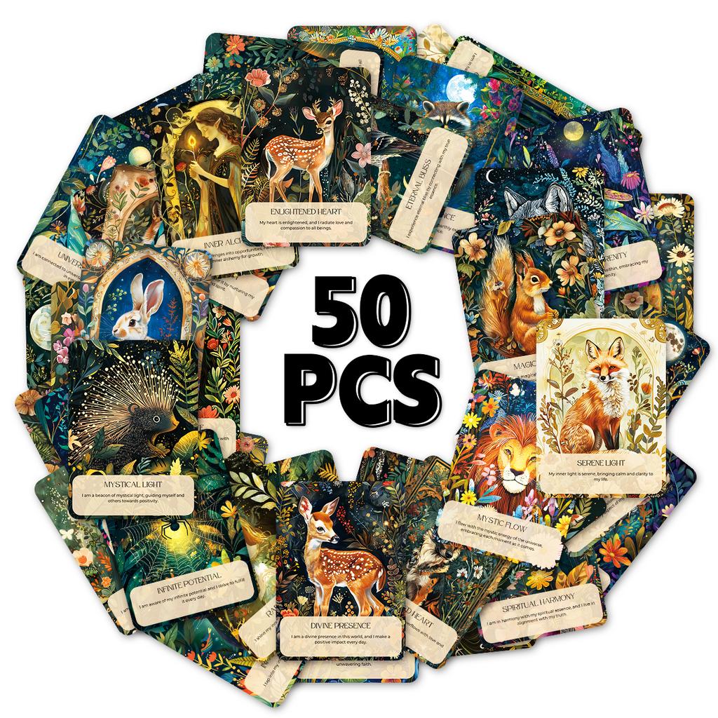 50pcs Spirit Animal Tarot Cards for Women, Inspirational Affirmation Cards, Guidance for Personal Growth,Love,Spiritual Journey