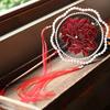 Luoyang Peony Flower Double Circle round Fan Retro Style Tassel Dancing Handicraft Photo Embroider Lengthened Handle Circular Fan Female