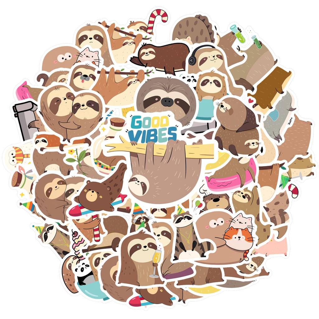 35pcs-50pcs Playful Sloth Stickers Colorful Animal Animal Stickers Stationery Stickers For DIY Phone Laptop Scrapbook Bike DIY