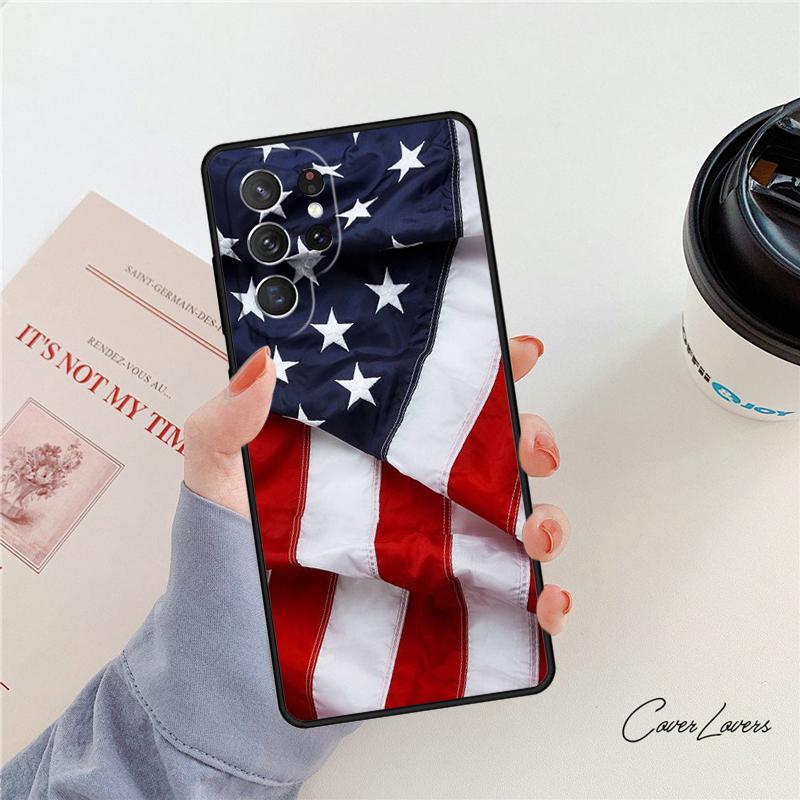 USA American Flag Phone Case For Samsung Galaxy S24 S25 S23 S22 Ultra Note 10 20 Plus S20 S21 FE Cover