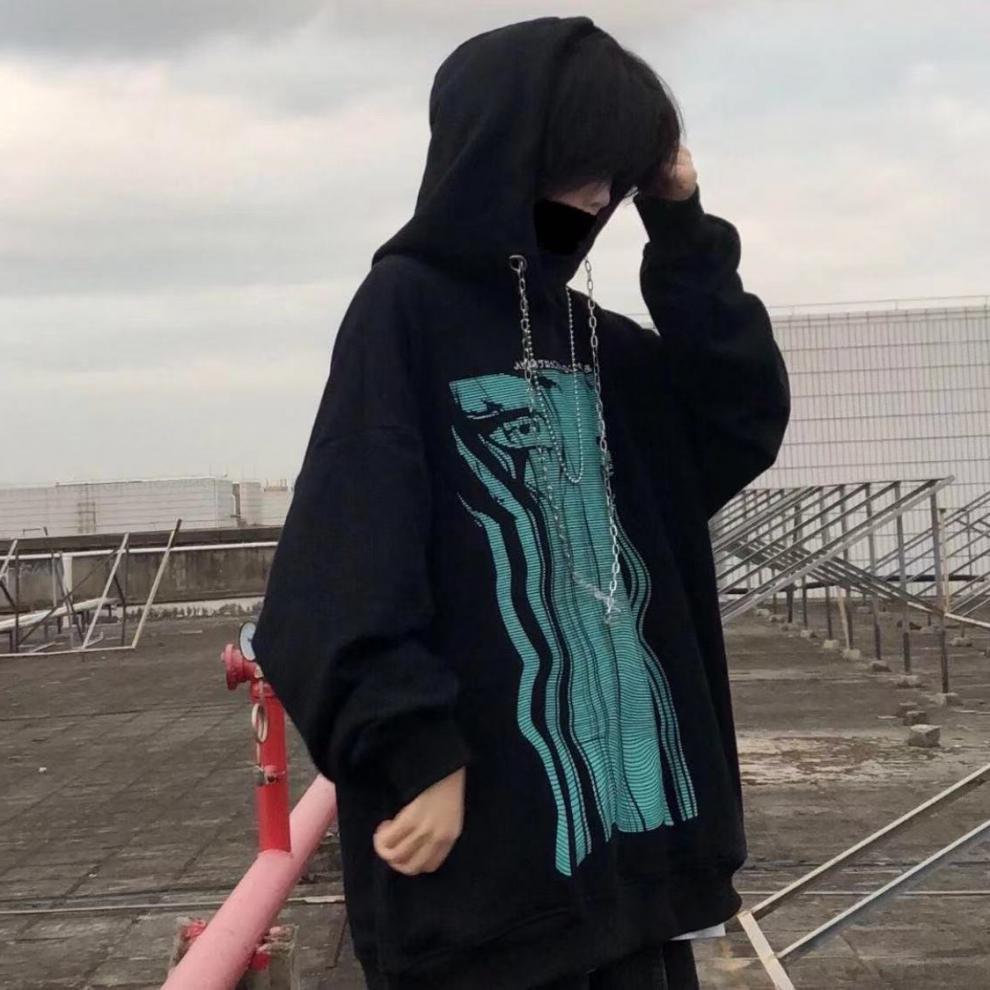 Y2k готический топ для женщин и мужчин толстовки унисекс ретро темный свитер пара — фото 8