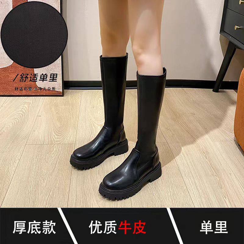 Classic versatile small man inner height-increasing knight boots for women, new thick-soled but knee-length boots for women in autumn and winter 2025