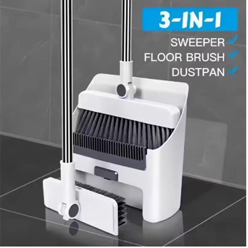 New 4-in-1 Multi-Functional Broom Dustpan and Floor Brush Set Thickened Broom with Non-Sticking Hair Cleaning Tool for Home