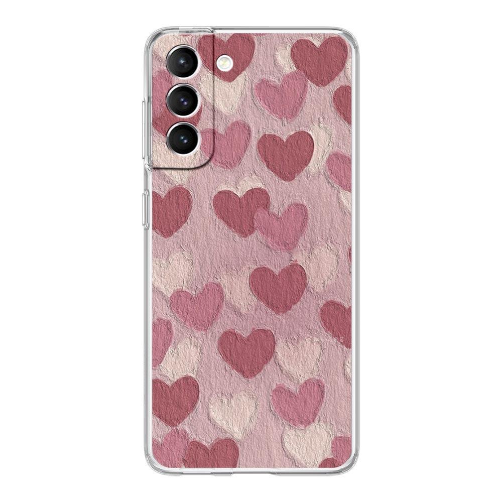 Gold Pink Rose Glitter Hearts Clear Phone Case For Samsung Galaxy S23 S22 5G S20 Ultra S21 FE 5G S10E S9 S8 S10 Plus Soft Cover