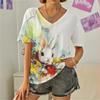Everyday Versatile Little White Rabbit 3D Print Casual Women T Shirt 2023 Summer Cartoon Short Sleeved Fashion Loose Ladies Top