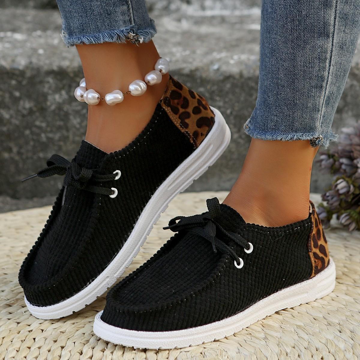

Fashion Ladies Shoes 2025 Brand Lace Up Women s Vulcanize Shoes Fashion Leopard Print Ladies Casual Shoes New Mesh Sneakers Zapatos 35 чёрный