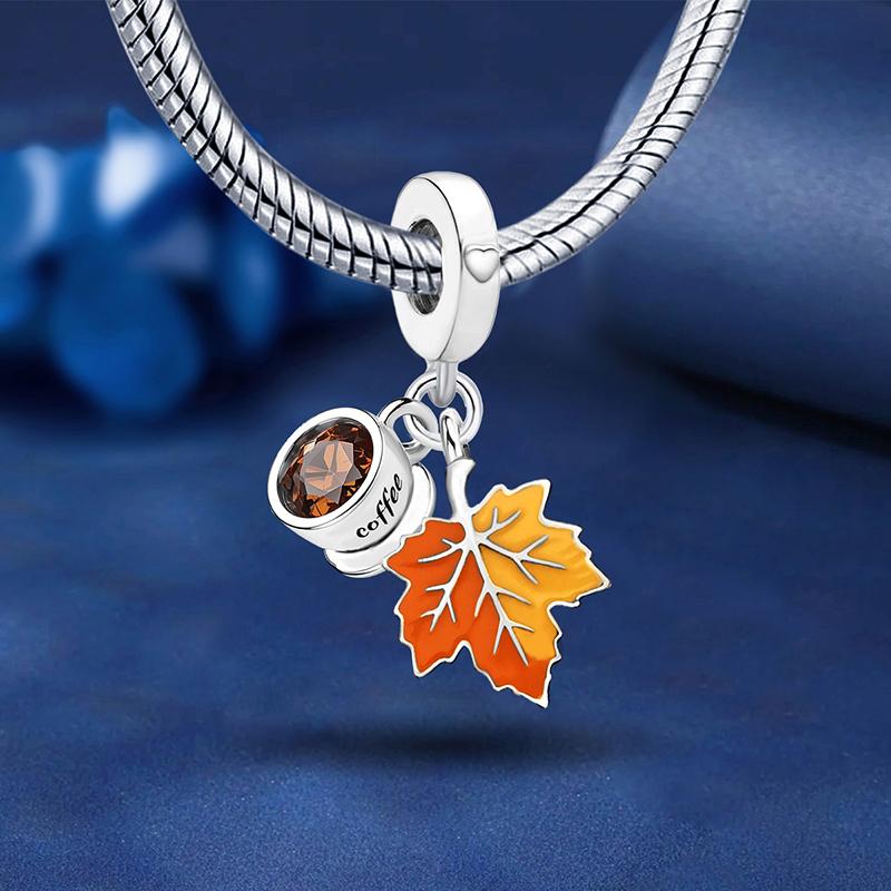 Métal Cuivre Chaud Écureuil Feuille d'Érable Série Automne Doré Composant Perle Compatible Avec Bracelet DIY Artisanat Bijouterie Fine Haute Qualité