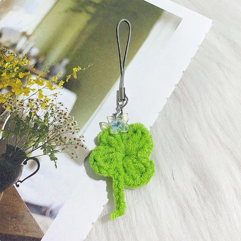 

Клевер-четырёхлистник, счастливый брелок, креативный вязаный брелок-клевер, изысканные аксессуары для украшения рюкзака, подарки