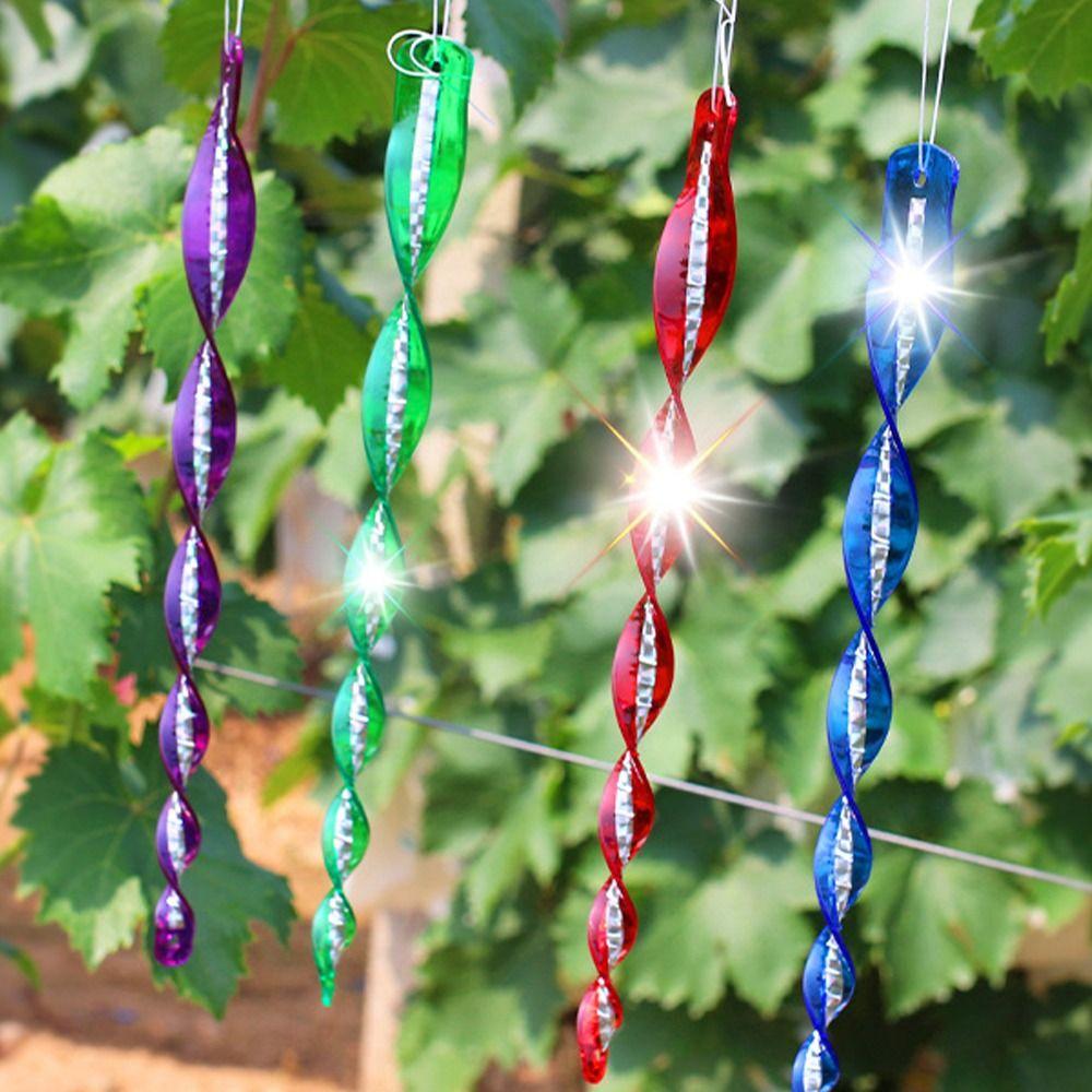 10pcs 360 Degree Rotation Bird Repellent Rods Reflective Wind Spiral Waterproof Bird Repeller Plastic 30CM Length