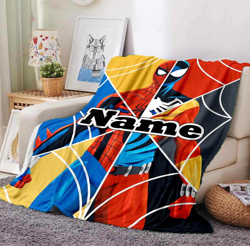 Custom Name Spider-Man Suit Flannel Blanket Throw Blanket Soft Warm Sofa Bed Decor Unique Gift