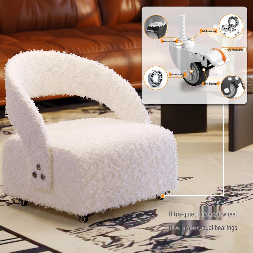 Universal Small Roller Stool with Backrest - Soft, Movable, Low Stool for Living Room Sofa