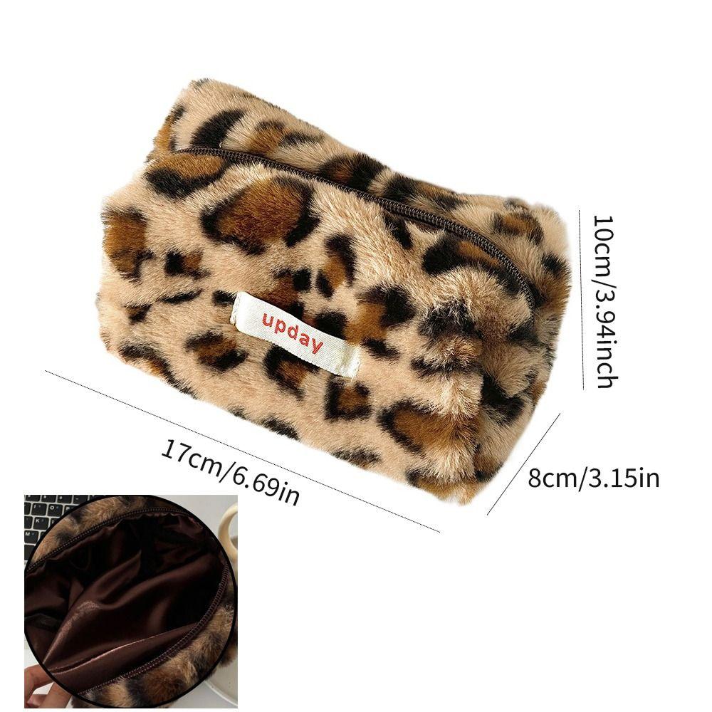 Fashionable Leopard Print Cosmetic Bag Large Storage Bag Makeup Bag Multipurpose Pencil Case Women Female Student