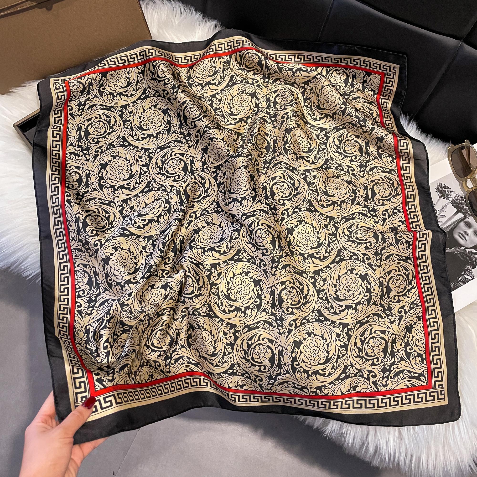 

Luxury Fashion Print 70*70Cm Silk Square Scarf Women Soft Satin Hairband Neckerchief Tie Female Headband Foulard Bag Ribbon