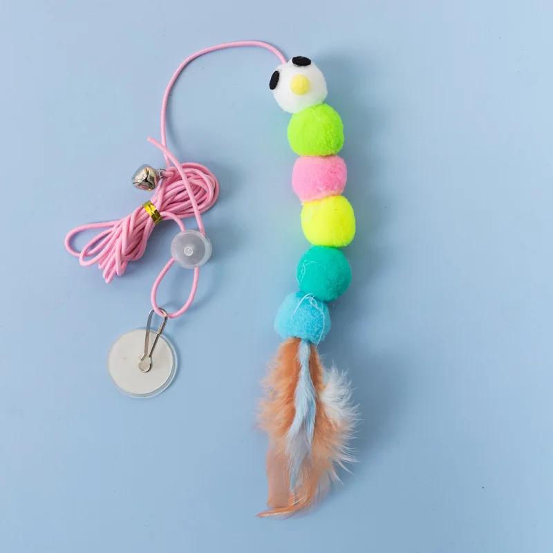 Katzenspielzeug zum Aufhängen an der Schaukel, zum Aufhängen an der Tür, elastisches Federspielzeug, Katzenseil zum Spielen, langes Seil, Katzenspielzeugzubehör